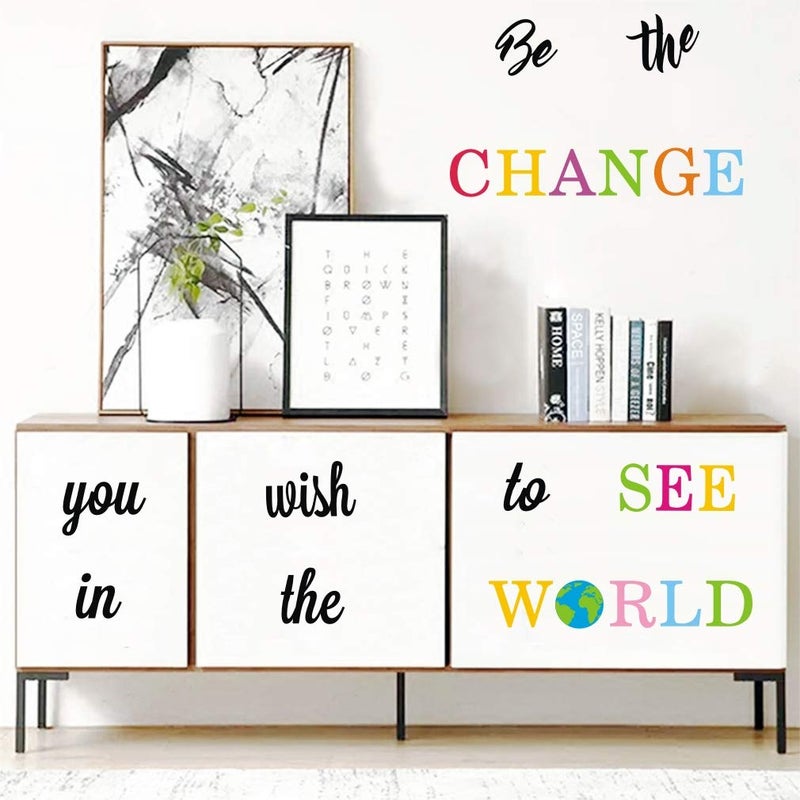 TOARTi Be The Change You Wish to See in The World Wall Decals, Inspirational Quotes Wall Stickers, Colorful Lettering Wall Art for Classroom Playroom Bedroom Decor - Image 4